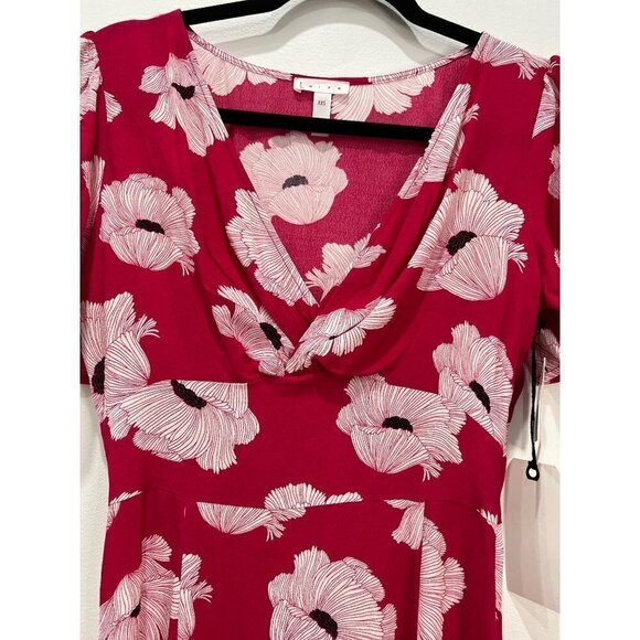 NWT Leith Size XXS Pink / Red Beetroot Linear Floral Dress MSRP $49 - Picture 6 of 11